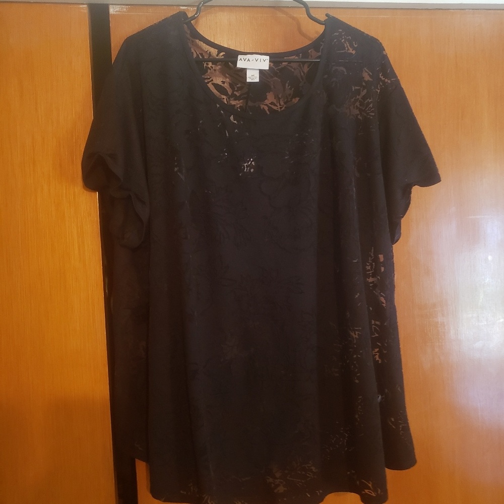 Black Ava &Viv sheer floral lace t shirt